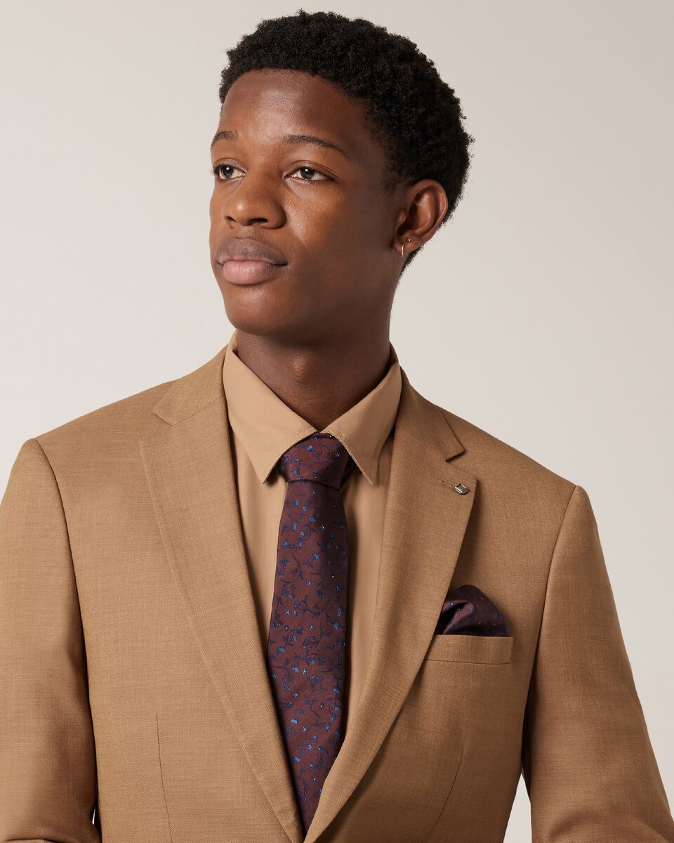 Tonal Floral Silk Tie, Burgundy, hi-res